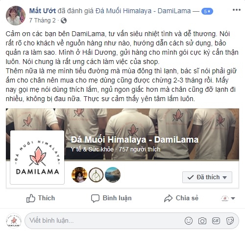 Hình ảnh Review Của Khách Hàng Về Các Sản Phẩm Từ Đá Muối Himalaya chính hãng tốt giá rẻ nhất tại DamiLama