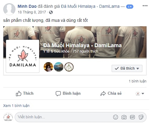 Hình ảnh Review Của Khách Hàng Về Các Sản Phẩm Từ Đá Muối Himalaya chính hãng tốt giá rẻ nhất tại DamiLama