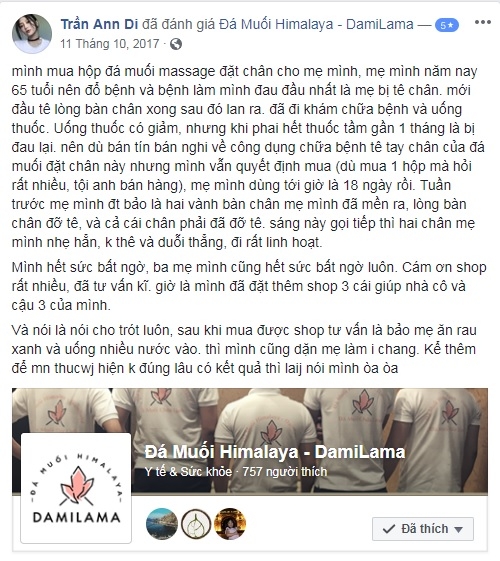 Hình ảnh Review Của Khách Hàng Về Các Sản Phẩm Từ Đá Muối Himalaya chính hãng tốt giá rẻ nhất tại DamiLama