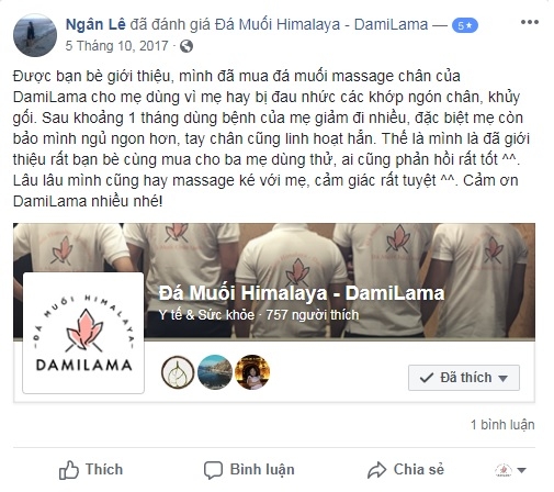 Hình ảnh Review Của Khách Hàng Về Các Sản Phẩm Từ Đá Muối Himalaya chính hãng tốt giá rẻ nhất tại DamiLama