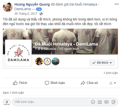 Hình ảnh Review Của Khách Hàng Về Các Sản Phẩm Từ Đá Muối Himalaya chính hãng tốt giá rẻ nhất tại DamiLama