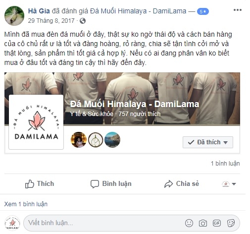 Hình ảnh Review Của Khách Hàng Về Các Sản Phẩm Từ Đá Muối Himalaya chính hãng tốt giá rẻ nhất tại DamiLama