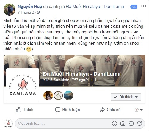 Hình ảnh Review Của Khách Hàng Về Các Sản Phẩm Từ Đá Muối Himalaya chính hãng tốt giá rẻ nhất tại DamiLama